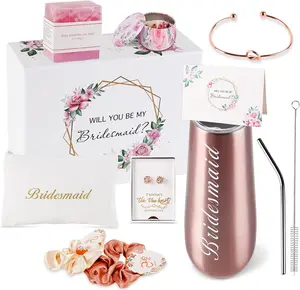 Bridesmaid Proposal Gifts Box Sets From Bride,Will You Be My Bridesmaid,6 oz Bride Tribe Stainless Steel champagne glasses Bachelorette Party  Gifts Bridal Showers