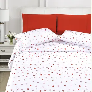 Mocassi 6-Piece Valentina Heart Pattern Bed Sheet Set, Hotel Premier Bedding with Silky-Soft Microfiber Touch