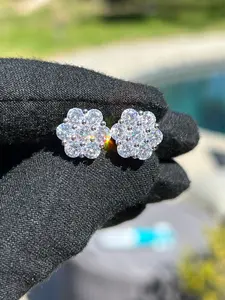 12mm Cluster Earrings Flower Set Men's Stud Earring Screw Back Closure