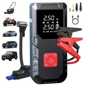 1pc 5-in-1 Car Battery Jump Starter with Air Compressor 150PSI Charger, Jump Starter Jump Box (All Gas 12L Diesel, bikes, balls, etc.), Car Battery Jumper Starter Portable Jumper Cables, Lights