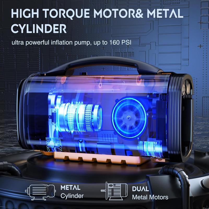 Nilight Portable Air Compressor and  1500mAh Rechargeable Battery, 12V Digital Pump for Car, SUV, Motorcycle, Bicycle Portable Wireless Car Tire Inflator portable air faster air  tire pressure Manual Nozzles Vehicle Automotive  dealsforyoudays