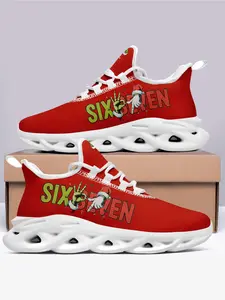 Men’s Casual Low-Top Fashion Trend Shoes – Six Seven Christmas Red Cartoon Print | Lightweight Comfortable | PLUS SIZE