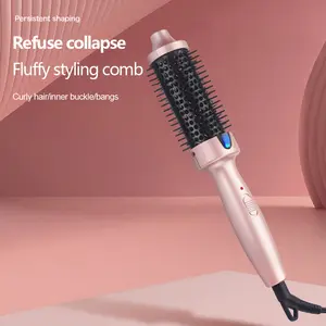 Pro Heated Round Brush for Blowout Look, 1 1/2 Inch Ionic Curling Iron Brush Makes Hair Shinier & Smoother, Dual Voltage Heated Brush Long-Lasting Styling, Easy to Use, Fast Heating (Pink)