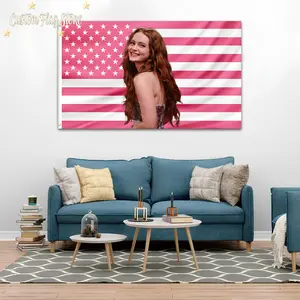 Sadie Sink Smile Pink Flag Tapestry – Aesthetic Personalized Wall Hanging 3x5 ft Flag, Max Mayfield Custom Pink American Flag Decor for Bedroom, Dorm & Perfect Gift for Sadie Sink Fans, Stranger Things Lovers & Collectors
