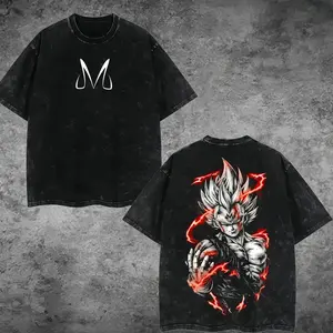 Warrior Power T-Shirt – Vintage Washed DBZ Inspired Tee, Anime Graphic Shirt, Oversized Soft Cotton Streetwear, Unisex Casual Apparel