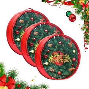 Christmas Wreath Storage Container Wreath Storage Bag 3 Pcs 24 Inch with Zipper and Sturdy Carrying Handle for Christmas Wreath Storage