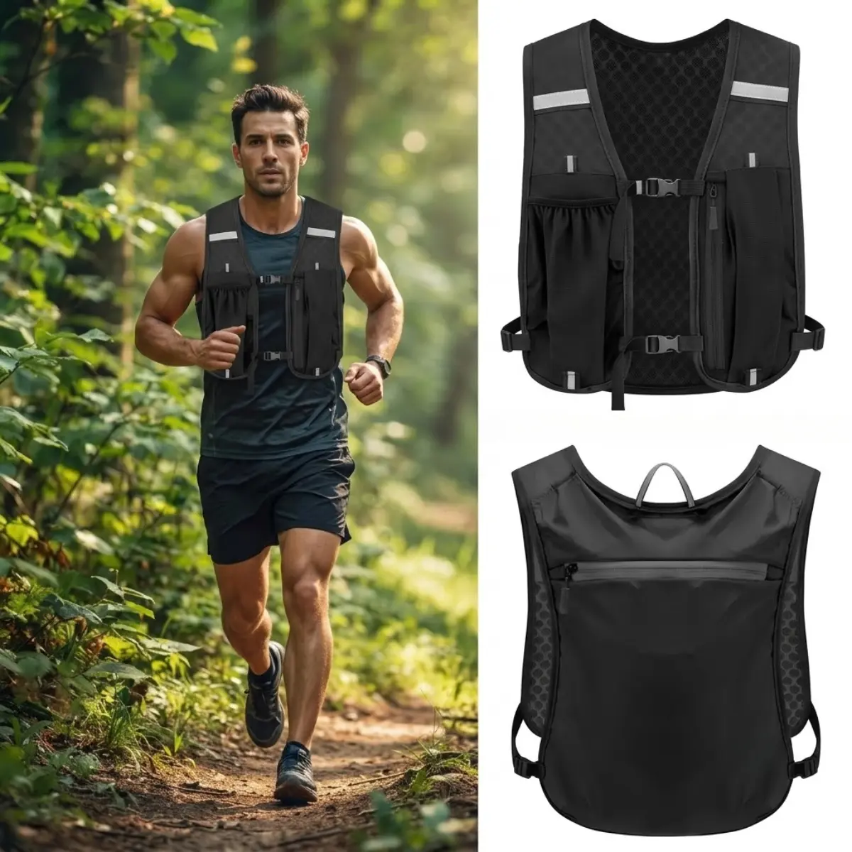 Lightweight Hydration Vest, Breathable Marathon Race Backpack with Phone Pocket for Trail Running, Hiking, and Cycling, Hydration Backpack Shoulder Bags, Unisex, Adjustable Fit, Activewear, Shoulder Strap