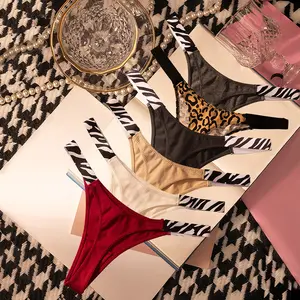 6 pieces of women's underwear, including thongs in zebra and leopard prints, solid colors such as red, black, white, and gray.Comfortable, Breathable, and Moisture-Absorbing Panties, High-Quality Women’s Underwear, Hipster Panties, Panties for Women, Thon