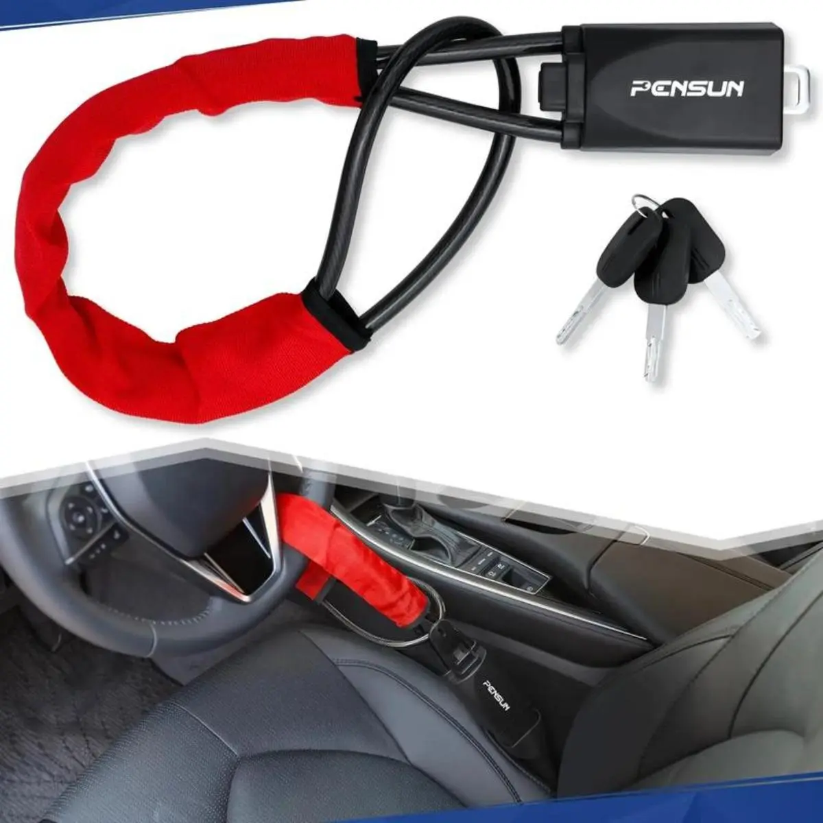 Vehicle Steering Wheel Lock - Lightweight, Anti-Theft, Removable, Quick-Install Car Interior Kit with Replacement Key, Car Accessories for Automotive Security, Accessories For Car
