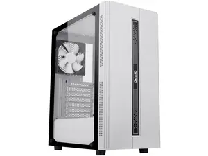 DIYPC Rainbow-Flash-S1-W White Steel / Tempered Glass ATX Mid Tower Computer Case with 1 x 120mm Fan Pre-Installed