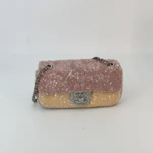 Pre-owned CHANEL sequin Shoulder Bags Pastel Rainbow Waterfall Rectangular Mini Flap