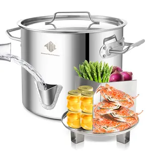 40/52QT Steamer Pot with Easy-fill Water Spout, Stainless Steel Seafood Crab Steamer with Divider and Rack