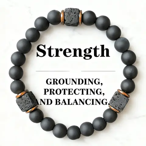 Men's 8mm Matte Obsidian Agate Bracelet - Adjustable Unisex Casual Fashion Grounding Protection Jewelry, Metal Coating, Choking Hazard Small Parts, Boosts Confidence & Stability
