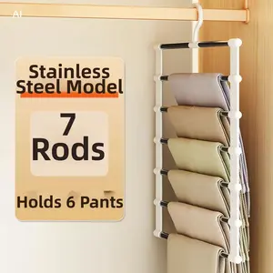Multi-Layer Foldable Pants Rack, Home Closet Organizer, No Trace Laundry Drying Rack, Versatile Storage Solution for Dorms
