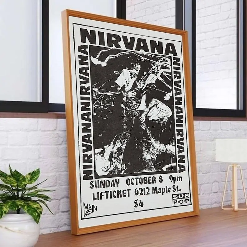 Nirvana Poster, Rock Music Band Poster, Nirvana Vintage Concert Poster