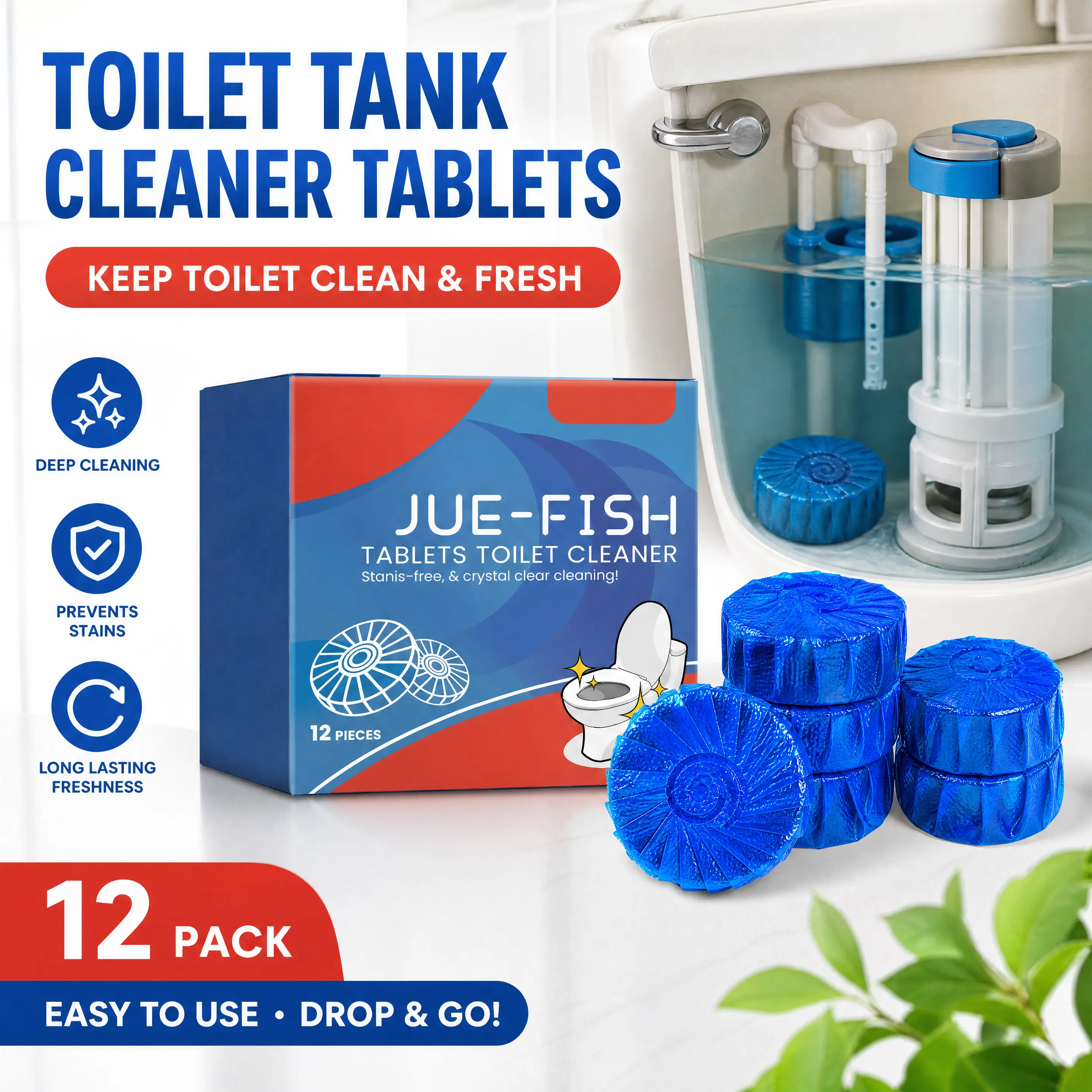 Toilet Cleaner Tablets – Remove Limescale, Stains & Odors, Leave a Fresh Scent for Your Toilet