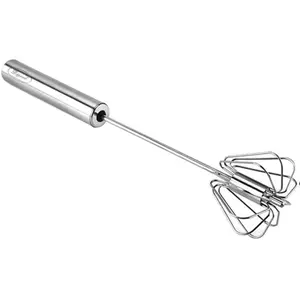 Stainless Steel Egg Whisk, Hand Push Rotary Whisk Blender, Versatile Milk Frother, Hand Push Mixer Stirrer for Blending, Whisking, Beating & Stirring (12in)