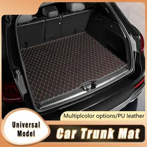Universal Fit Heavy Duty Cargo Liner for SUV Sedan Truck All Weather Protection Trunk Mat Waterproof Non Slip Leather Grain Easy Clean Black Red