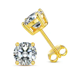 【E75 Live2】UCCIYO 925 Sterling Silver Synthetic Moissanite Stud Earrings For Women Men Unisex Fashion Simple Style Jewelry Daily Wedding Anniversary Birthday E75