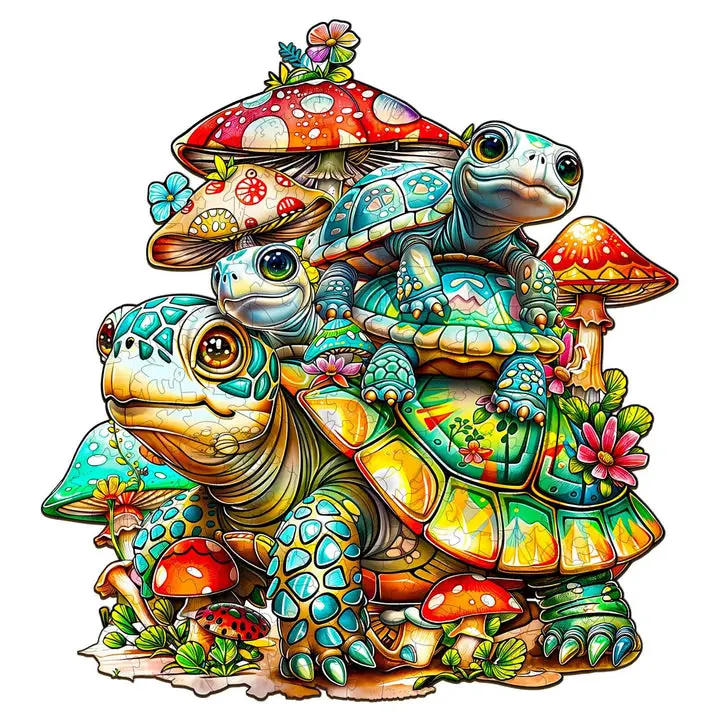 High-Quality Wood Jigsaw Puzzle, Adorable Sea Turtle Family Design, 160-200pcs, UV Printing, Animals & Nature Theme, Interlocking Design, Fun for Every Occasion, Ideal for Kids Adults Seniors Home Décor Family Game Nights