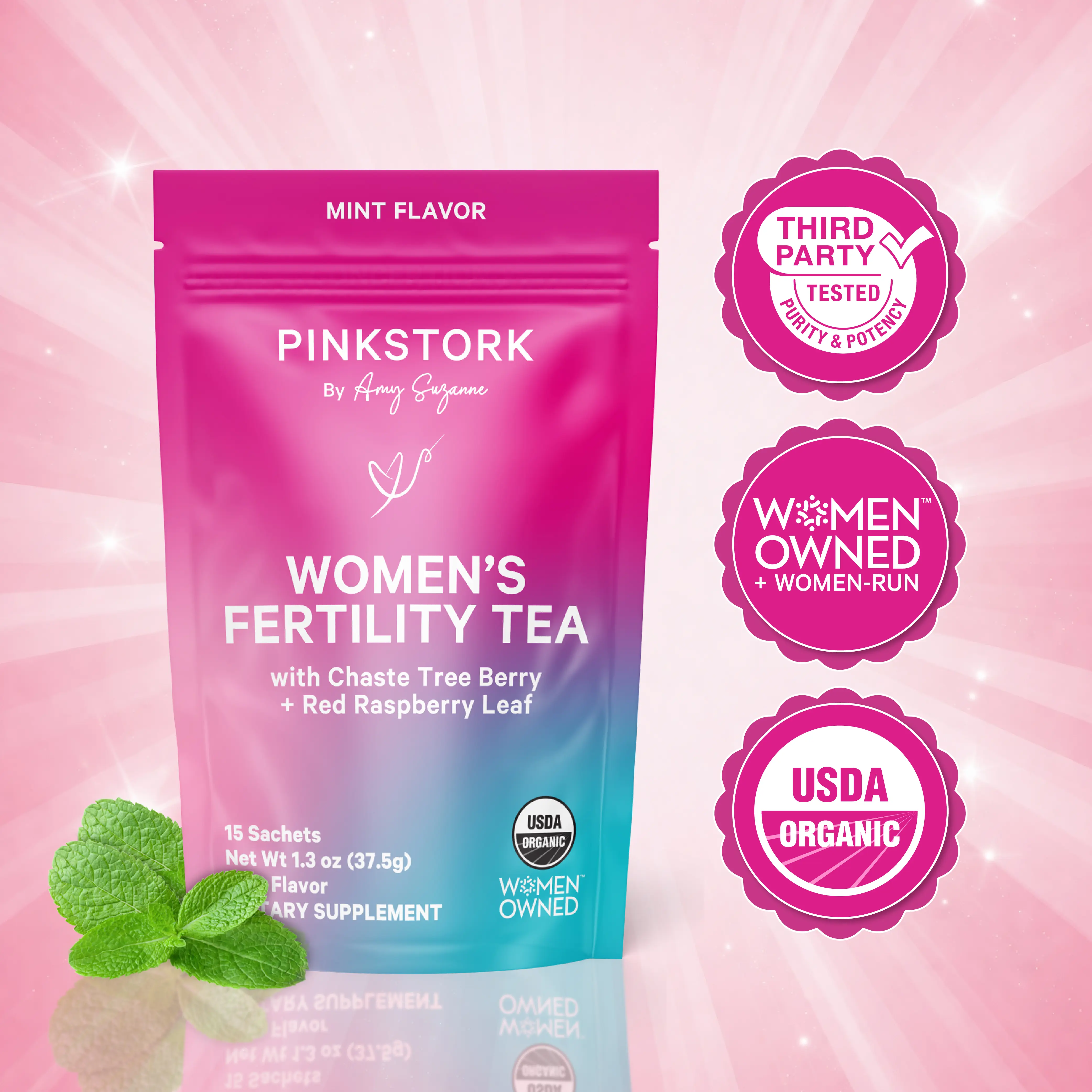 Pink Stork Fertility Tea Supplement | Organic Herbs for Hormone Balance | Vitex, Red Raspberry Leaf |3 Flavors - Women's TTC, Cycle, Healthcare, Natural Dietary Support Pink Stork Fertility Tea Supplement | Organic Herbs for Hormone Balance | Vitex, Red Raspberry Leaf |3 Flavors - Women's TTC, Cycle, Healthcare, Natural Dietary Support