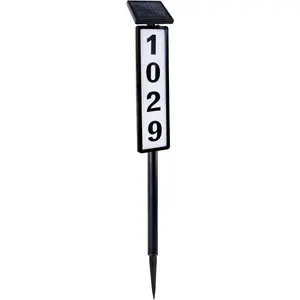 Solar Lighted House Address Numbers Sign, Solar Powered House Numbers Light, LED Illuminated Outdoor Address Plaque for Home Yard Garden House