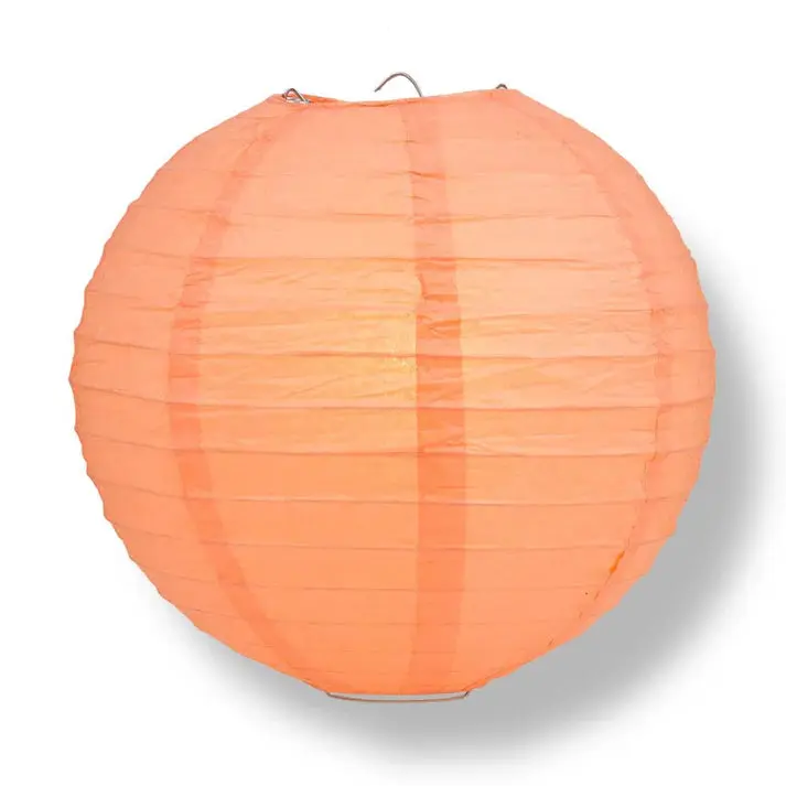 Peach Wire Frame Spherical Paper Lantern Peach Wire Frame Spherical Paper Lantern