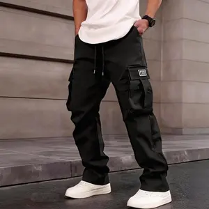 Men's street cargo pants, loose straight fit, multi-pocket design, comfortable and breathable, suitable for everyday wear