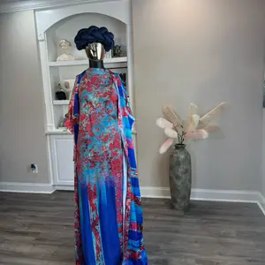 Kamila Luxe Mesh x Silk Set | 2-Piece Silk Kaftan Set | Statement African Luxury Outfit (62” Length)