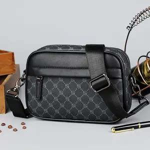 Men's Slanted Shoulder Bag, Monogram Pattern, Men's Bag with Side Pocket, Crossbody Bag, Single Shoulder Bag, Small Item Pouch, Multi-Functional. Suitable for Commuting and Leisure, Minimalist Style. An Ideal Gift for Men.