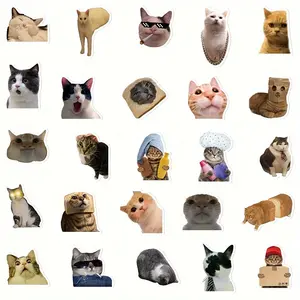 50 Funny Cat Avatar Stickers Skateboard Guitar Luggage Refrigerator Laptop Decoration PVC Material Waterproof Stickers