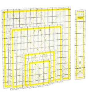 Set of 5  Quilting Rulers, Square Fabric  Ruler  Quilter Rulers Clear Mark with Double Colored Grid Lines for Easy Precision , Quilting, Sewing & Crafts Template