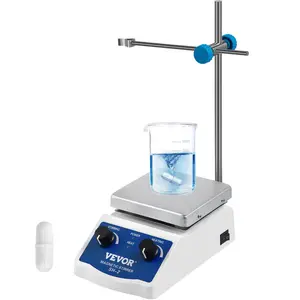 VEVOR SH-2 Magnetic Stirrer, 0-2000 RPM, 1000ml Mixing Capacity Laboratory Magnetic Stirrer Hotplate w/ Stand, 180W Heating Power 380 ° C Max Heating Temperature, for Lab Liquid Mixing Heating