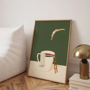 Coffee Diver Poster - Funny Coffee Lover Gift for Kitchen Decor | Framless Poster 4