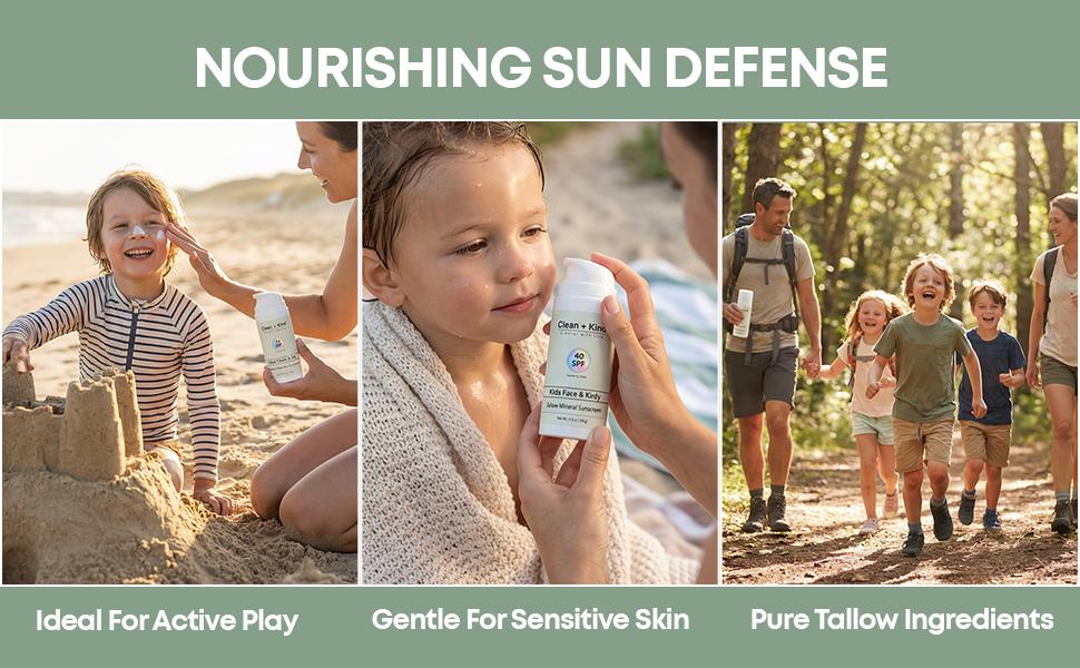Clean + Kind Kids Tallow Mineral Sunscreen SPF 40 — Zero Toxins, Reef-Safe, Gentle for Babies & Kids 6M+ | 3.4 oz
