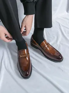 Men's Formal Leather Shoes New One-Step Design Business Casual Korean Style British Leisure Shoes Suitable for Teenagers