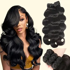 CSCHS 15A Body Wave Bundles 100% Unprocessed Brazilian Virgin Hair Natural Color 1-3 Bundles 14-30 Inch Soft Shed-Free Quick Weave Extensions
