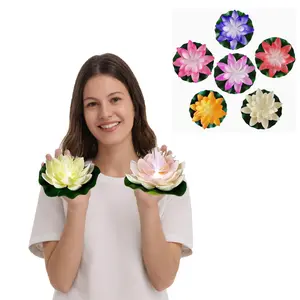 12 PC LED Lotus Floating Pool Lights - 3.94" Waterproof Foam Flower Lights in Assorted Colors for Pool Decor No Warranty