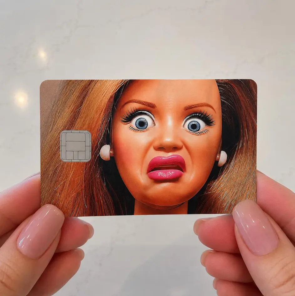 [2 Pcs/Pack] Funny Doll Credit Card Skin, Waterproof Vinyl Debit Card Sticker, Office Labels & Stickers Decorative Accessory
