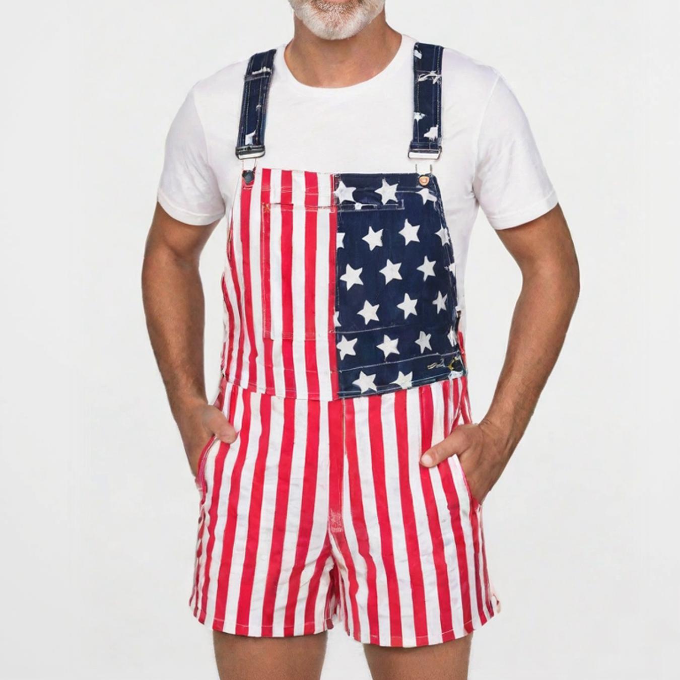 4th of July Men' s American Flag Denim Overall Shorts250th Anniversary of America Independence Day PatrioticStyleOutdoor Fashion Menswear Father's Festival DadGiftsGuys Love Top SpringStatements