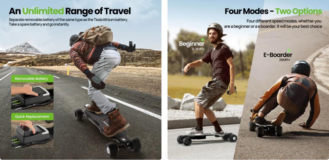 Electric Skateboard for Adults & Teens – Portable with Removable Battery & Remote Control, Ideal for Campus Commuting, Daily Travel, Urban Riding & Neighborhood Cruising