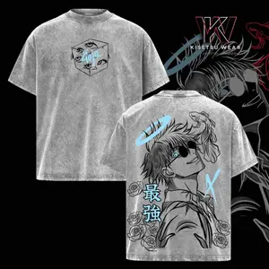 gojo satoru vintage Washed Oversized T-Shirt – Jujutsu Kaisen Anime Graphic Tee, Soft Cotton Casual Streetwear Apparel, Unisex Top, Gift for JJK Fans, Anime Aesthetic Outfit jujutsu kaisen anime graphic tee