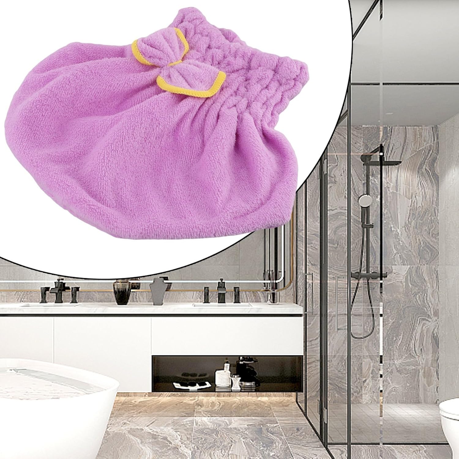 Hair Towel Turban for Women - Easy to Wear, Super Absorbent Fast Drying Hair Wrap for Long/Short Wet Hair, Soft Hair Cap for Bath, Shower, Salon, Travel- Red + Purple