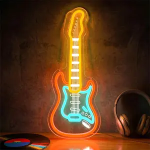 Adjustable Photoelectric Guitar Neon Light, USB Powered Neon Wall Sign Decor, Music Room, Bedroom, Bar, Studio, Gift for Guitar Players