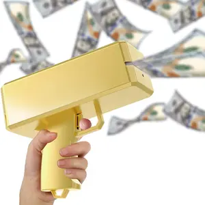 Metallic Gold Money Shower Gun - Realistic Cash Spray for Parties & Events | Handheld Money Blaster with Prop Bills for Celebrations, Movies & Games (1-Pack)