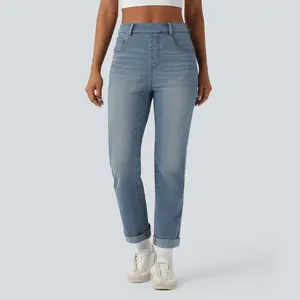 Halara Flex™ High Waisted Rolled Hem Casaul Slim Jeans with Pockets