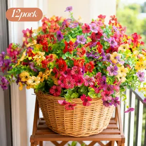 Fake Flowers for Outdoor Artificial Flowers for Outside UV Resistant Colorful Fake Flower, Decorative Bouquet for Home Garden Party Wedding Decor, Artificial Flowers Bouquet summerwins