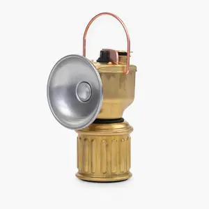 Miners Lantern with Dimmable LED Light and Removable LI-ION Battery, Matte Brass with Copper and Polished Aluminum Accents