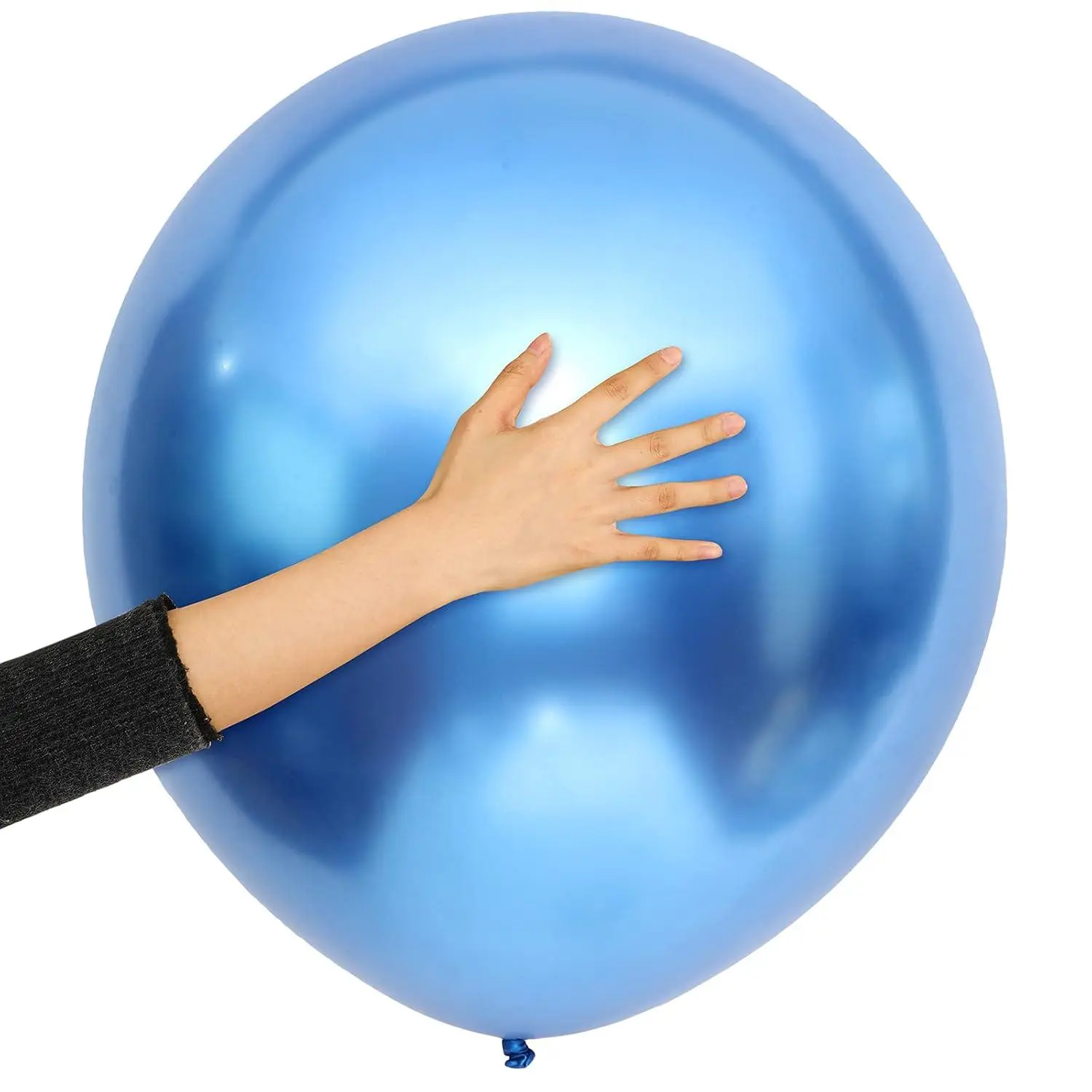 10 Pack 18 Inch Blue Metallic Balloons, Large Chrome Shiny Thick Latex Helium Balloons For Graduation Garland Arch Kit Corporate Event Wedding Birthday Baby Shower Party Decorations