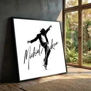 Michael Jackson Silhouette Canvas Art, King of Pop Dance Pose, Black White Music Legend